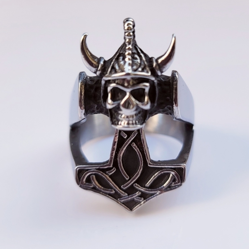 Celtic Skull ✦ Biker Ring ✦ Rare Black‑Oxidized Stainless Steel Gothic Viking